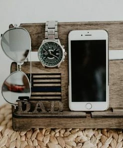 MyHandicraftStudio Personalized Thin Blue Line Wood Docking Station, Police Officer Gifts, American Flag, Personalized Gift For Men, Custom Gift For Him, Mens Accessories 14 MyHandicraftStudio Personalized Thin Blue Line Wood Docking Station, Police Officer Gifts, American Flag, Personalized Gift For Men, Custom Gift For Him, Mens Accessories