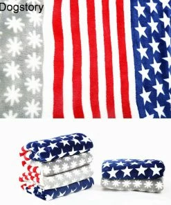 PanAo Pet Store Pet Dog Blanket Flannel Fabric Average Thick Super Soft Luxury Wraps Fabric Stripe And Stars American Design 35"28" Pet Mat Clothing Accessories