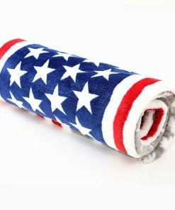 PanAo Pet Store Pet Dog Blanket Flannel Fabric Average Thick Super Soft Luxury Wraps Fabric Stripe And Stars American Design 35