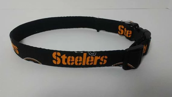 Collarswithcolor Pittsburgh Steelers On Black Hemp Dog Collar Or Leash Pets 3 Collarswithcolor Pittsburgh Steelers On Black Hemp Dog Collar Or Leash Pets