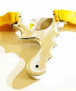 The American Store Powerful Bloodshot CNC Catapult Slingshot In Solid Aluminium. Fitted With Single Or Double Theraband Gold Bands