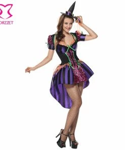 The American Store Purple Naughty Halloween Costumes For Women Witch Cosplay Sexy Fancy Dress Burlesque Carnival Costume Adult Role Playing Outfits