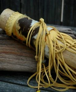 HollyHawkDesigns Native American Collection Rain Stick,Tribal Rain Stick,40 " Rainstick,Fringed Leather Rain Stick, Boho Rainstick