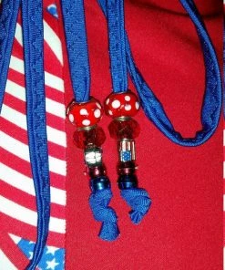 YourStripperOutfits Women Clothing Red, White, & Blue USA Flag Exotic Dancewear Outfit. Halloween, Labor Day. High Waist Booty Shorts, Hoodie, Choker, Beads, Stones, Custom