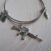 HuntFishMaine Accessories Rifle Bangle Bracelet With Bullet And American Flag