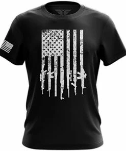 DURO Threads Rifle Flag Pro-Gun Patriotic T-Shirt Mens Clothing