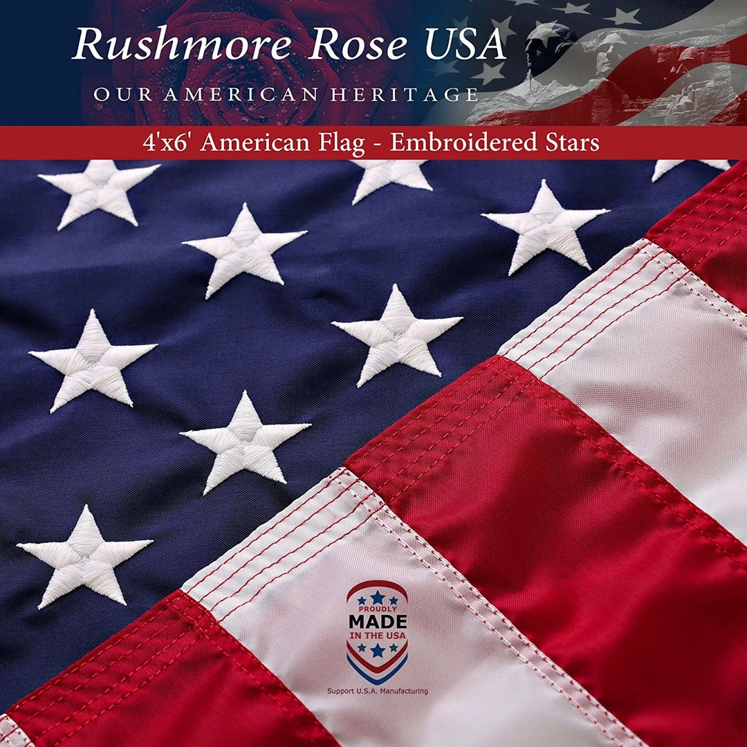 Rushmore Rose USA American Flag - Made In USA. Premium 3x5 US Flags. Embroidered Stars And Stripes - American Flags Made In America 3 Rushmore Rose USA American Flag - Made In USA. Premium 3x5 US Flags. Embroidered Stars And Stripes - American Flags Made In America