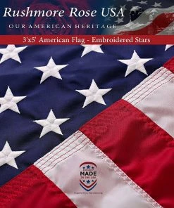 Rushmore Rose USA American Flag - Made In USA. Premium 3x5 US Flags. Embroidered Stars And Stripes - American Flags Made In America 16 Rushmore Rose USA American Flag - Made In USA. Premium 3x5 US Flags. Embroidered Stars And Stripes - American Flags Made In America
