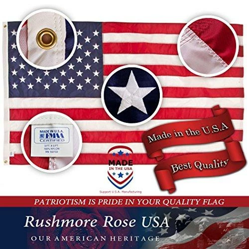 Rushmore Rose USA American Flag - Made In USA. Premium 3x5 US Flags. Embroidered Stars And Stripes - American Flags Made In America 9 Rushmore Rose USA American Flag - Made In USA. Premium 3x5 US Flags. Embroidered Stars And Stripes - American Flags Made In America