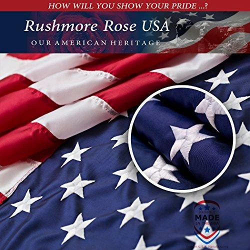 Rushmore Rose USA American Flag - Made In USA. Premium 3x5 US Flags. Embroidered Stars And Stripes - American Flags Made In America 10 Rushmore Rose USA American Flag - Made In USA. Premium 3x5 US Flags. Embroidered Stars And Stripes - American Flags Made In America