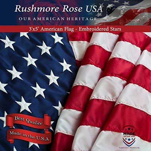 Rushmore Rose USA American Flag - Made In USA. Premium 3x5 US Flags. Embroidered Stars And Stripes - American Flags Made In America 11 Rushmore Rose USA American Flag - Made In USA. Premium 3x5 US Flags. Embroidered Stars And Stripes - American Flags Made In America