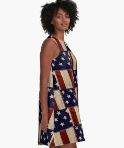 HeatherJoyceMorrill Rustic American Flag Dress, A Line Dresses, Patriotic Dress, Clothing, Red White Blue, Fashion, Stars And Stripes, 4th Of July Summer Dress
