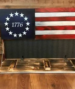 SDWoodDesigns Rustic American Flag, Concealed Weapon Flag Cabinet, American Concealment FLag, Wooden American Flag, Weathered American Flag,