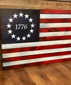 SDWoodDesigns Rustic American Flag, Concealed Weapon Flag Cabinet, American Concealment FLag, Wooden American Flag, Weathered American Flag,