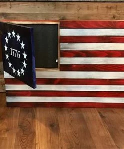 SDWoodDesigns Rustic American Flag, Concealed Weapon Flag Cabinet, American Concealment FLag, Wooden American Flag, Weathered American Flag,