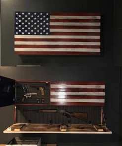 SDWoodDesigns Rustic American Flag, Concealed Weapon Flag Cabinet, Wooden American Flag, American Flag Wall Art, Weathered American Flag,