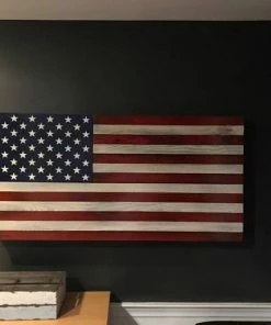 SDWoodDesigns Rustic American Flag, Concealed Weapon Flag Cabinet, Wooden American Flag, American Flag Wall Art, Weathered American Flag,