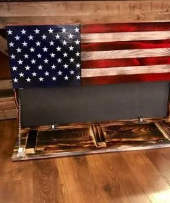 SDWoodDesigns Rustic American Flag, Concealed Weapon Flag Cabinet, Wooden American Flag, American Flag Wall Art, Weathered American Flag,