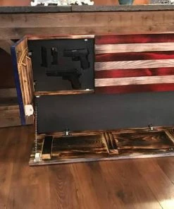 SDWoodDesigns Rustic American Flag, Concealed Weapon Flag Cabinet, Wooden American Flag, American Flag Wall Art, Weathered American Flag,