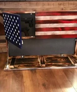 SDWoodDesigns Rustic American Flag, Concealed Weapon Flag Cabinet, Wooden American Flag, American Flag Wall Art, Weathered American Flag,