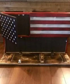 SDWoodDesigns Rustic American Flag, Concealed Weapon Flag Cabinet, Wooden American Flag, American Flag Wall Art, Weathered American Flag,
