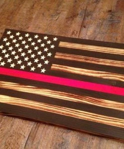 The American Store Concealment Flags Rustic Flag -Wooden Flag - American Flag - Flag With Red Line - Fireman Flag - Firefighter Gift - Firefighter-fireman-firefighter Graduation