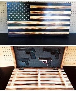 TacticalTimber Rustic Wood American Flag Firearm Concealment Cabinet Case Home Decor USA