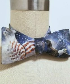 LamFineDesigns Self-tie And Pre-tie Bow Tie | US Patriotic | American Flag, Flying Eagle | Mount Rushmore Clothing Accessories