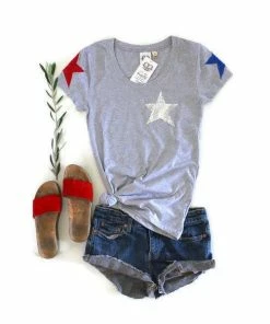 ShopLoveAndBambii Sequin Star 4th Of July Shirt. Stars And Stripes. Fourth Of July Shirt. America Tee. USA Tank Top. American Flag. Red White Blue. Celestial