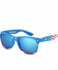 Shaderz Classic Eyewear Retro 80's American USA Flag Blue Frame Sunglasses Clothing Accessories