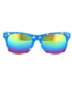 Shaderz Classic Eyewear Retro 80's American USA Flag Blue Frame Sunglasses Clothing Accessories