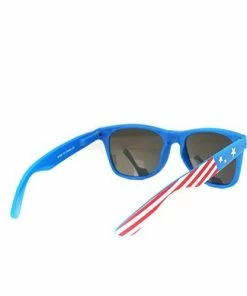 Shaderz Classic Eyewear Retro 80's American USA Flag Blue Frame Sunglasses Clothing Accessories
