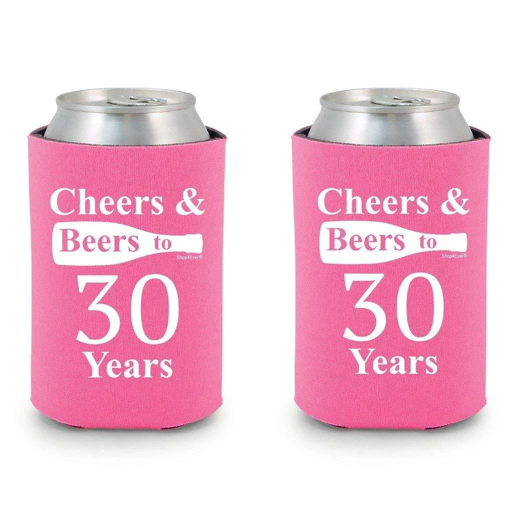 Shop4Ever Cheers & Beers To 30 Years Can Coolie Birthday Drink Coolers Coolies Black - 12 Pack Casual Glasses 4 Shop4Ever Cheers & Beers To 30 Years Can Coolie Birthday Drink Coolers Coolies Black - 12 Pack Casual Glasses