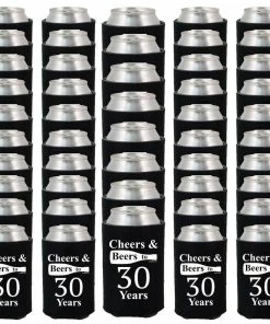 Shop4Ever Cheers & Beers To 30 Years Can Coolie Birthday Drink Coolers Coolies Black - 12 Pack Casual Glasses 28 Shop4Ever Cheers & Beers To 30 Years Can Coolie Birthday Drink Coolers Coolies Black - 12 Pack Casual Glasses