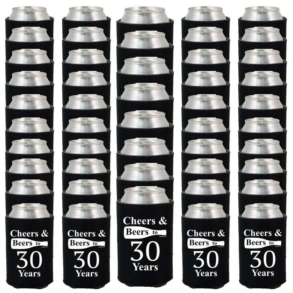 Shop4Ever Cheers & Beers To 30 Years Can Coolie Birthday Drink Coolers Coolies Black - 12 Pack Casual Glasses 5 Shop4Ever Cheers & Beers To 30 Years Can Coolie Birthday Drink Coolers Coolies Black - 12 Pack Casual Glasses