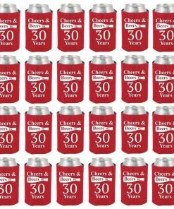 Shop4Ever Cheers & Beers To 30 Years Can Coolie Birthday Drink Coolers Coolies Black - 12 Pack Casual Glasses 29 Shop4Ever Cheers & Beers To 30 Years Can Coolie Birthday Drink Coolers Coolies Black - 12 Pack Casual Glasses