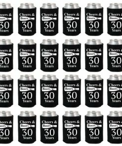 Shop4Ever Cheers & Beers To 30 Years Can Coolie Birthday Drink Coolers Coolies Black - 12 Pack Casual Glasses 31 Shop4Ever Cheers & Beers To 30 Years Can Coolie Birthday Drink Coolers Coolies Black - 12 Pack Casual Glasses