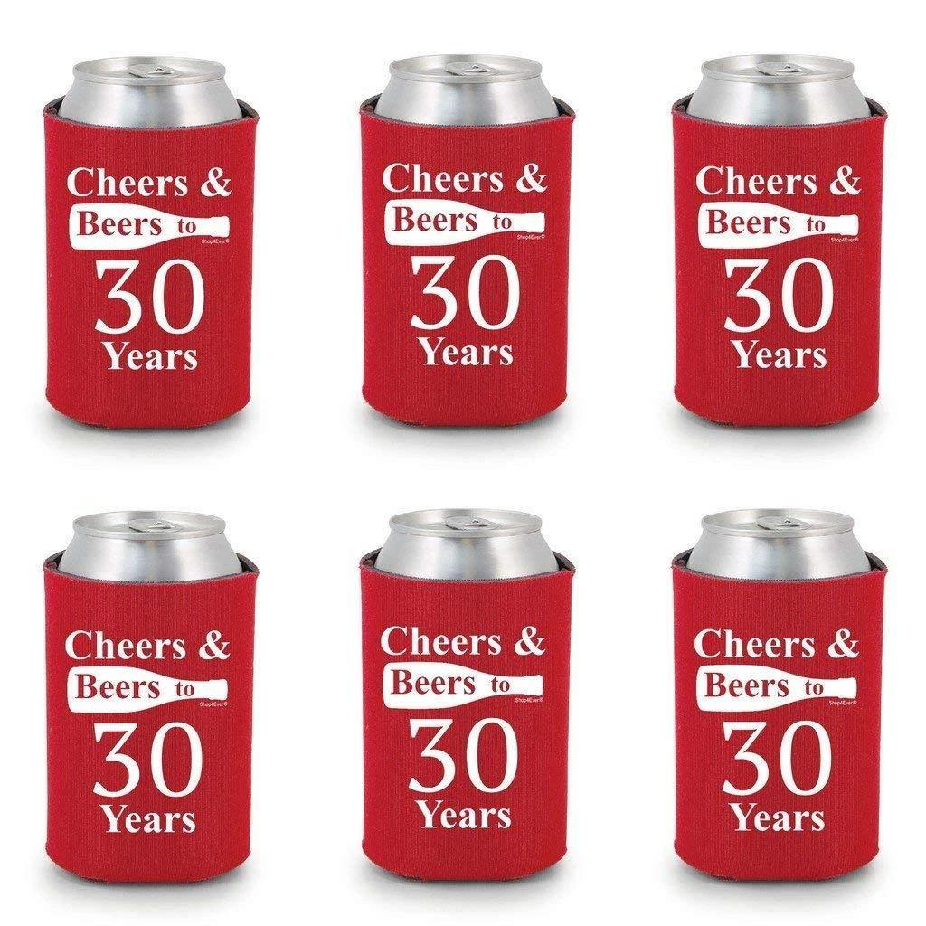 Shop4Ever Cheers & Beers To 30 Years Can Coolie Birthday Drink Coolers Coolies Black - 12 Pack Casual Glasses 9 Shop4Ever Cheers & Beers To 30 Years Can Coolie Birthday Drink Coolers Coolies Black - 12 Pack Casual Glasses
