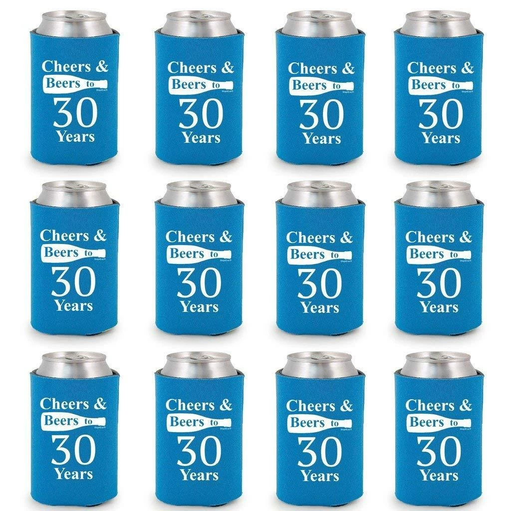 Shop4Ever Cheers & Beers To 30 Years Can Coolie Birthday Drink Coolers Coolies Black - 12 Pack Casual Glasses 10 Shop4Ever Cheers & Beers To 30 Years Can Coolie Birthday Drink Coolers Coolies Black - 12 Pack Casual Glasses