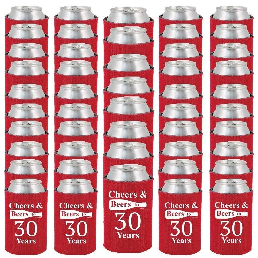 Shop4Ever Cheers & Beers To 30 Years Can Coolie Birthday Drink Coolers Coolies Black - 12 Pack Casual Glasses 12 Shop4Ever Cheers & Beers To 30 Years Can Coolie Birthday Drink Coolers Coolies Black - 12 Pack Casual Glasses
