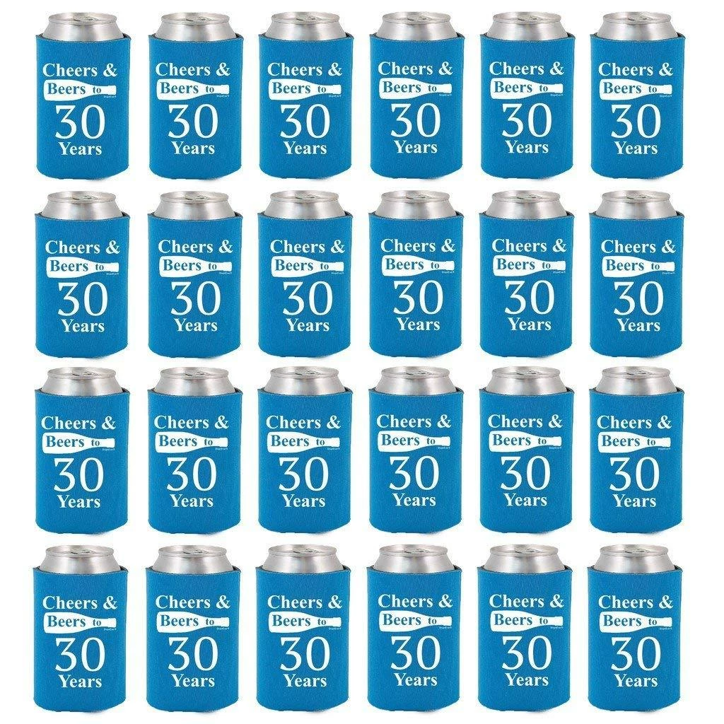 Shop4Ever Cheers & Beers To 30 Years Can Coolie Birthday Drink Coolers Coolies Black - 12 Pack Casual Glasses 14 Shop4Ever Cheers & Beers To 30 Years Can Coolie Birthday Drink Coolers Coolies Black - 12 Pack Casual Glasses