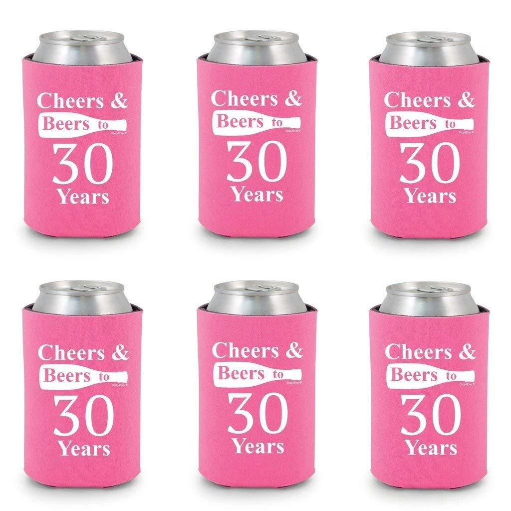 Shop4Ever Cheers & Beers To 30 Years Can Coolie Birthday Drink Coolers Coolies Black - 12 Pack Casual Glasses 15 Shop4Ever Cheers & Beers To 30 Years Can Coolie Birthday Drink Coolers Coolies Black - 12 Pack Casual Glasses