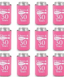 Shop4Ever Cheers & Beers To 30 Years Can Coolie Birthday Drink Coolers Coolies Black - 12 Pack Casual Glasses 39 Shop4Ever Cheers & Beers To 30 Years Can Coolie Birthday Drink Coolers Coolies Black - 12 Pack Casual Glasses