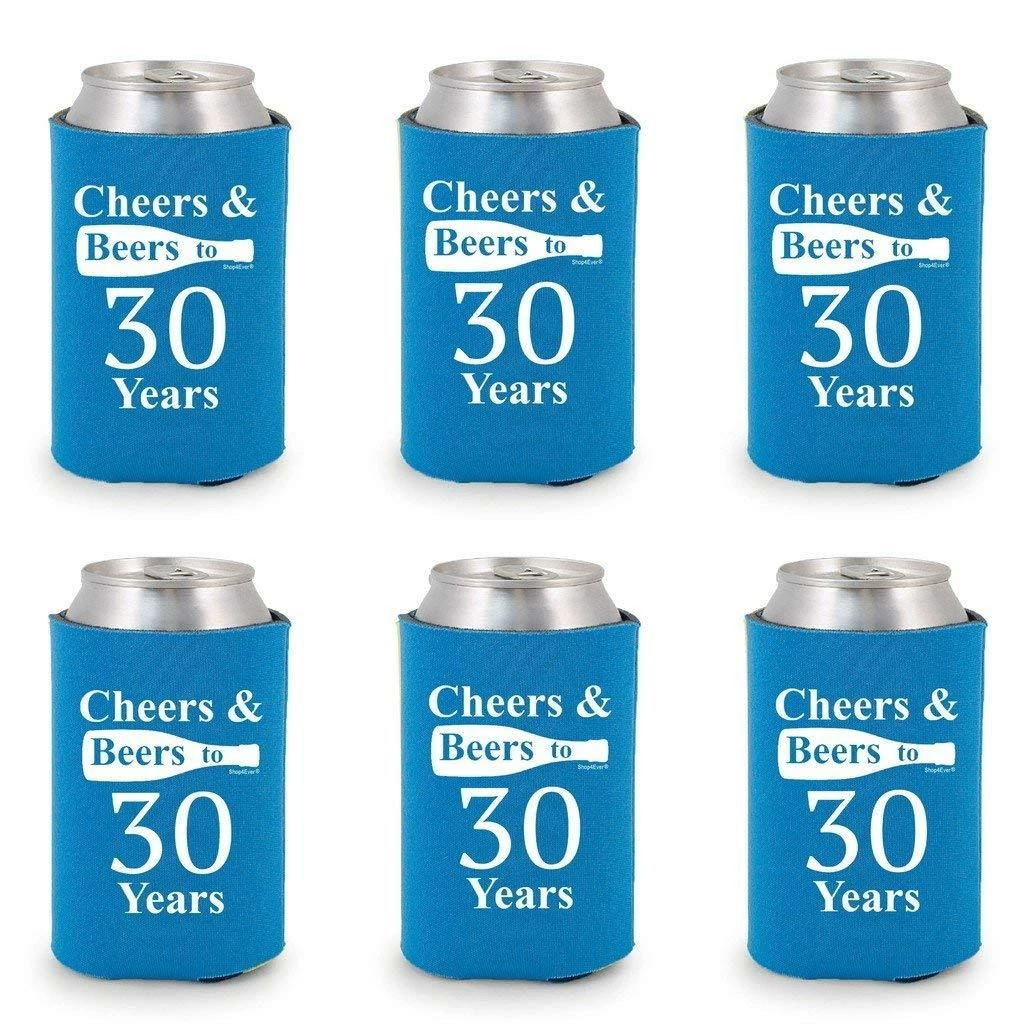 Shop4Ever Cheers & Beers To 30 Years Can Coolie Birthday Drink Coolers Coolies Black - 12 Pack Casual Glasses 17 Shop4Ever Cheers & Beers To 30 Years Can Coolie Birthday Drink Coolers Coolies Black - 12 Pack Casual Glasses