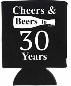 Shop4Ever Cheers & Beers To 30 Years Can Coolie Birthday Drink Coolers Coolies Black - 12 Pack Casual Glasses 43 Shop4Ever Cheers & Beers To 30 Years Can Coolie Birthday Drink Coolers Coolies Black - 12 Pack Casual Glasses