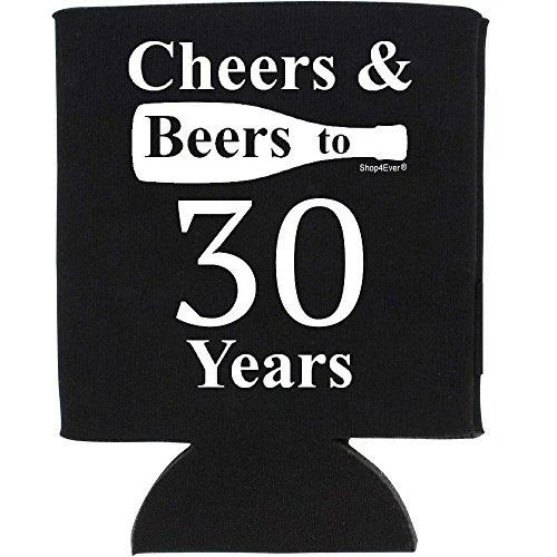 Shop4Ever Cheers & Beers To 30 Years Can Coolie Birthday Drink Coolers Coolies Black - 12 Pack Casual Glasses 20 Shop4Ever Cheers & Beers To 30 Years Can Coolie Birthday Drink Coolers Coolies Black - 12 Pack Casual Glasses