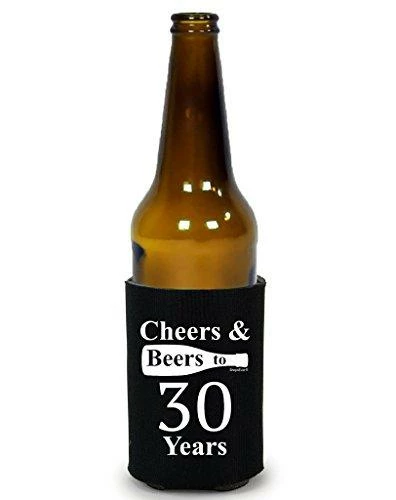 Shop4Ever Cheers & Beers To 30 Years Can Coolie Birthday Drink Coolers Coolies Black - 12 Pack Casual Glasses 21 Shop4Ever Cheers & Beers To 30 Years Can Coolie Birthday Drink Coolers Coolies Black - 12 Pack Casual Glasses