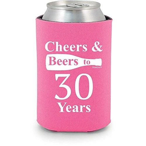 Shop4Ever Cheers & Beers To 30 Years Can Coolie Birthday Drink Coolers Coolies Black - 12 Pack Casual Glasses 23 Shop4Ever Cheers & Beers To 30 Years Can Coolie Birthday Drink Coolers Coolies Black - 12 Pack Casual Glasses
