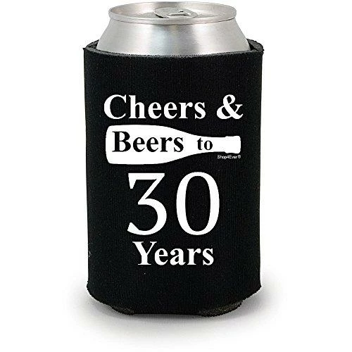 Shop4Ever Cheers & Beers To 30 Years Can Coolie Birthday Drink Coolers Coolies Black - 12 Pack Casual Glasses 24 Shop4Ever Cheers & Beers To 30 Years Can Coolie Birthday Drink Coolers Coolies Black - 12 Pack Casual Glasses