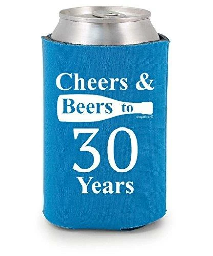 Shop4Ever Cheers & Beers To 30 Years Can Coolie Birthday Drink Coolers Coolies Black - 12 Pack Casual Glasses 25 Shop4Ever Cheers & Beers To 30 Years Can Coolie Birthday Drink Coolers Coolies Black - 12 Pack Casual Glasses